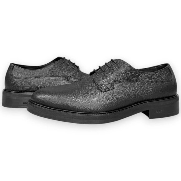 BOSS Larry Leather Derby Shoes Black Calfskin US 10.5 MSRP $270 - Picture 4 of 4